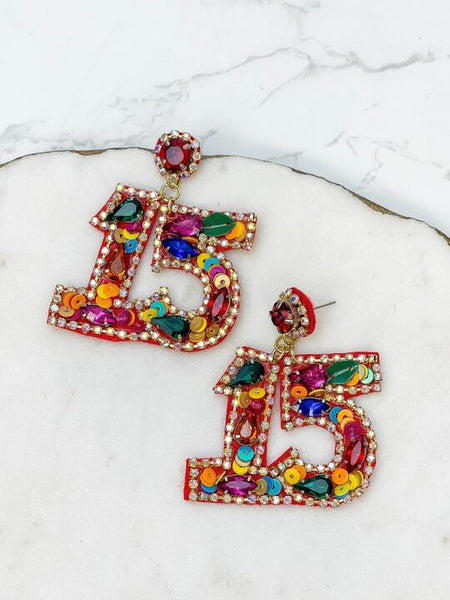 '15' Birthday Celebration Rhinestone Drop Earrings