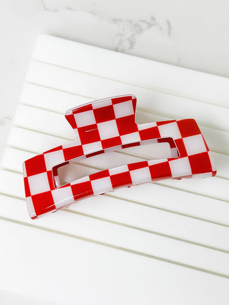 Game Day Checkered Claw Clips