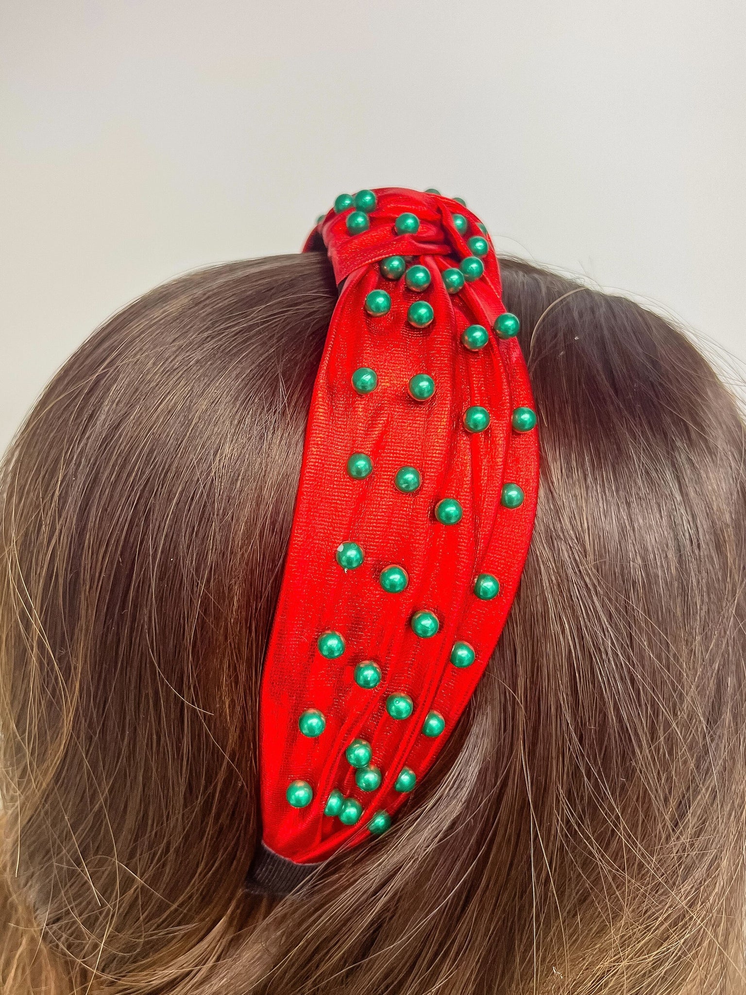 Christmas Pearl Embellished Top Knot Headbands