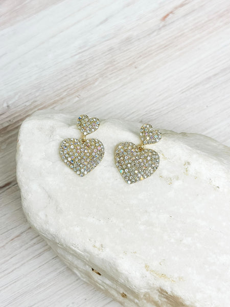 Crystal Heart Drop Earrings