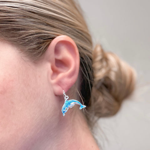 Enamel Dolphin Dangle Earrings