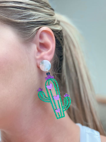 Cutie Cactus Statement Dangle Earrings