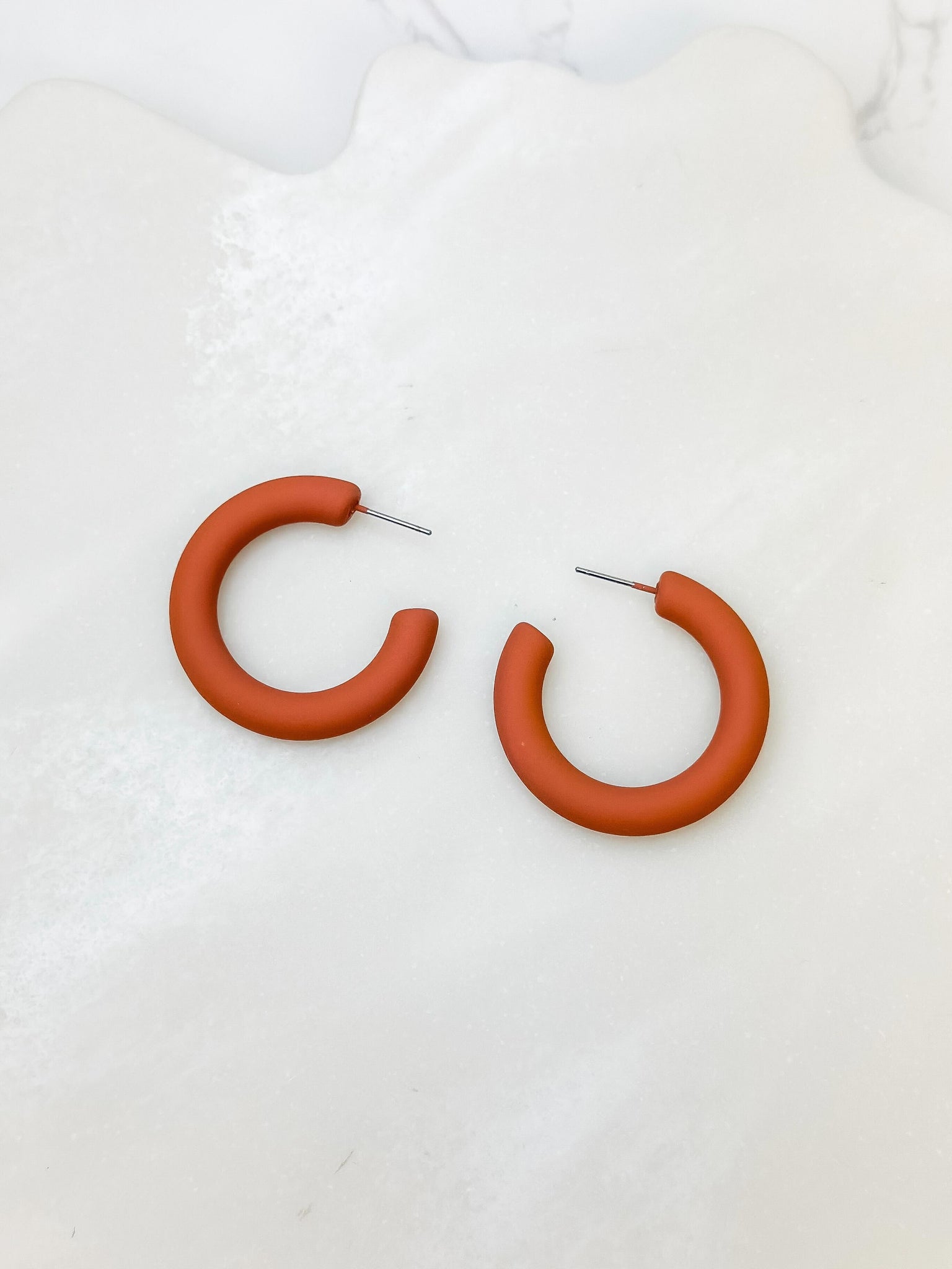 Fall Color Coated Hoop Earrings - Amber