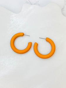 Fall Color Coated Hoop Earrings - Mustard