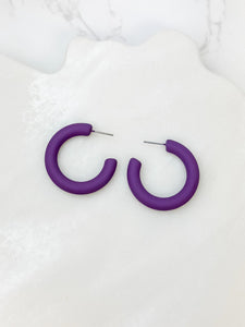 Fall Color Coated Hoop Earrings - Purple