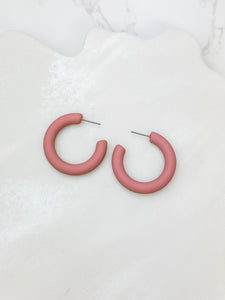 Fall Color Coated Hoop Earrings - Rose