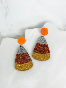 Glitter Candy Corn Dangle Earrings