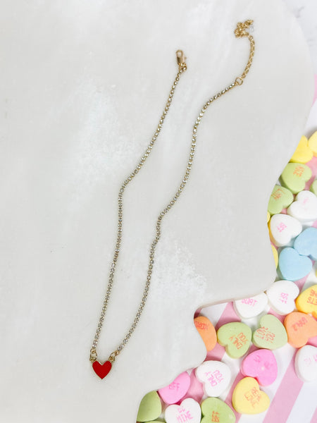 Glitzy Chain Heart Necklaces