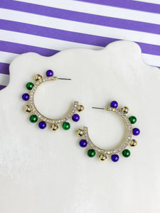 Glitzy Mardi Gras Hoop Earrings