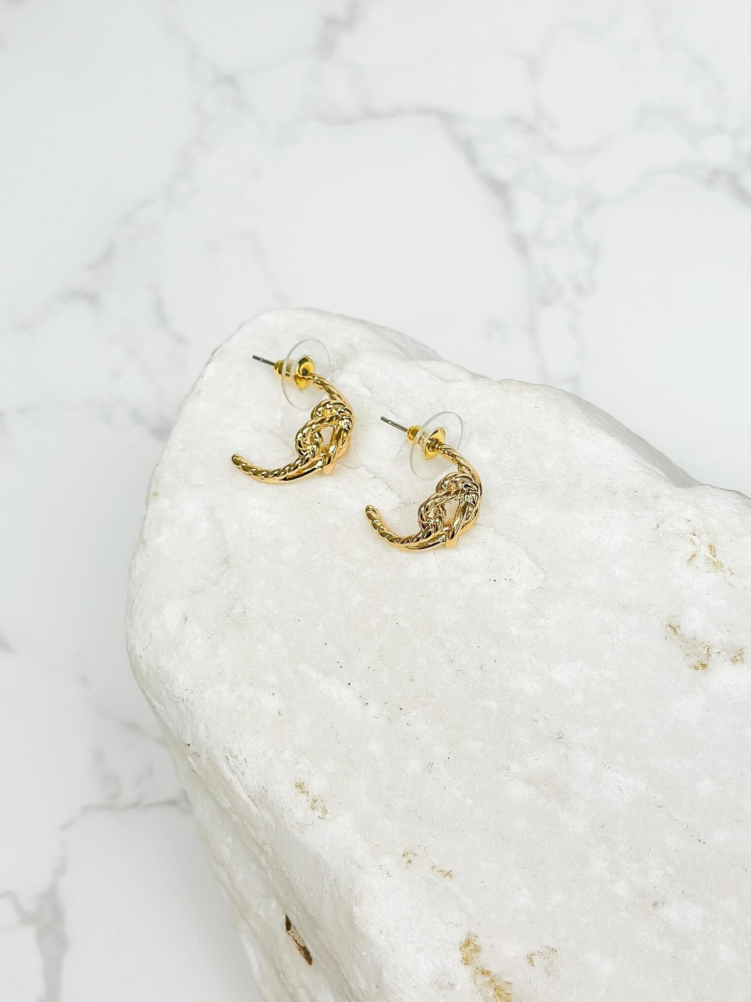 Gold Dipped Knot Hoop Earrings - Yellow Gold