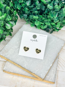 Gold Heart Bow Stud Earrings