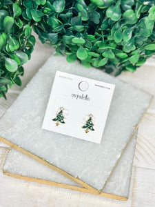 Green Christmas Tree Stud Earrings