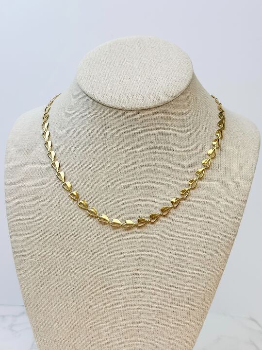 Heart Link Chain Necklace - Gold