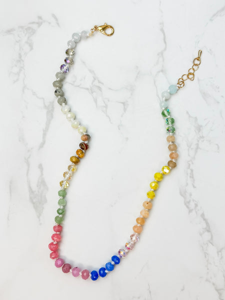 Mixed Gemstone Glass Bead Necklace