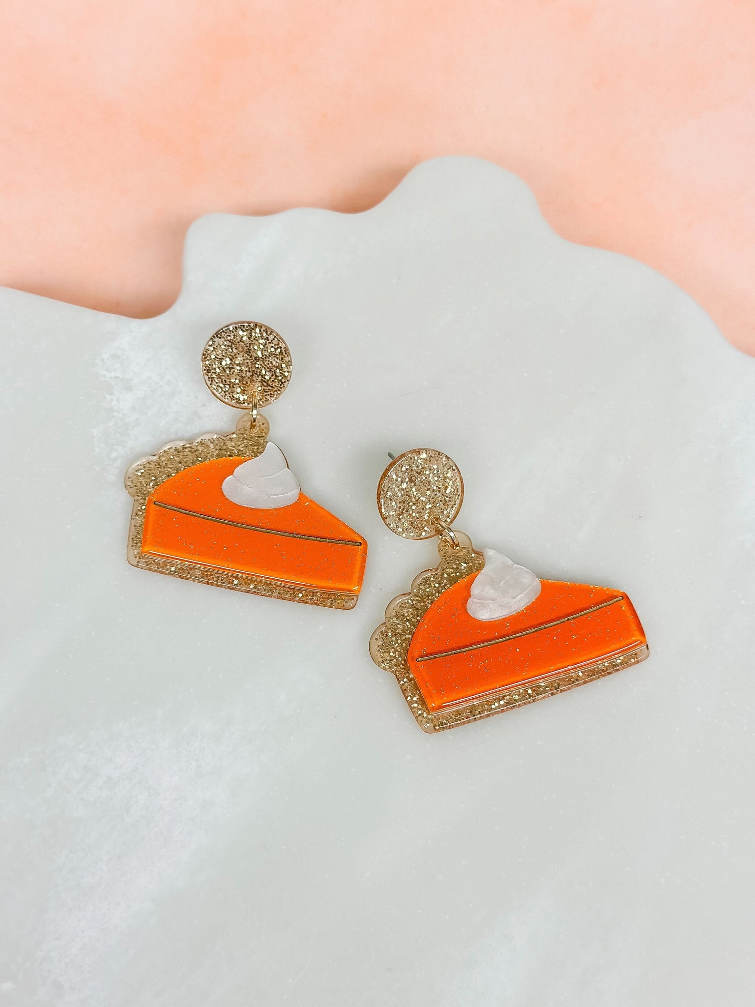 Pumpkin Pie Glitter Dangle Earrings