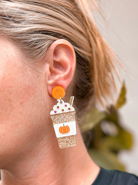 Pumpkin Spice Glitter Dangle Earrings