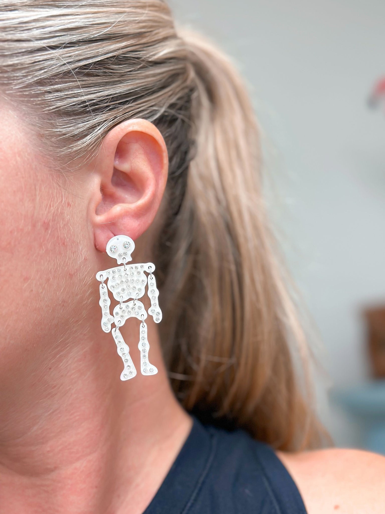 Rhinestone Skeleton Dangle Earrings