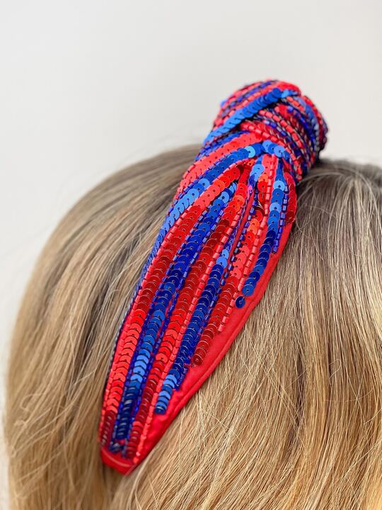 Game Day Sequin Headbands - Red & Blue