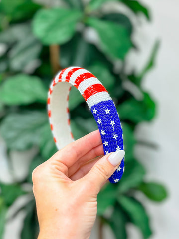 Stars & Stripes All Over Seed Bead Headband