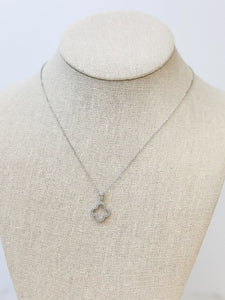 Sterling Silver Pave Quatrefoil Pendant Necklace