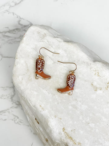 Western Cowboy Boot Dangle Earrings