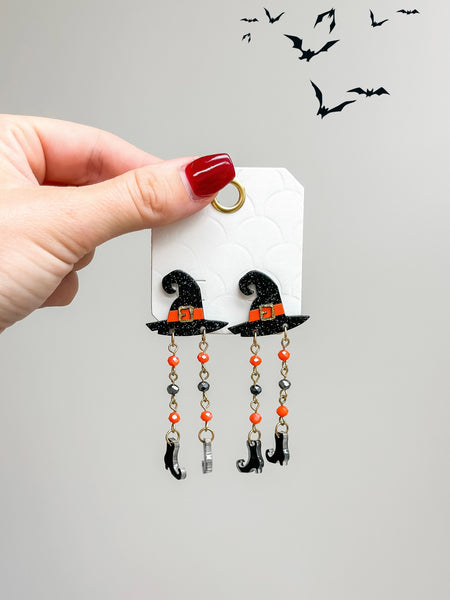 Witch Hat Dangle Legs Earrings