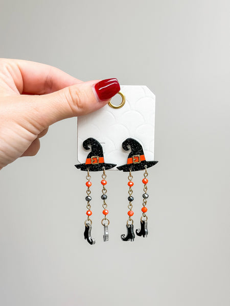 Witch Hat Dangle Legs Earrings