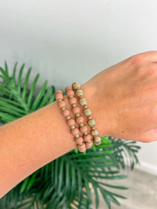 Wood Stack Stretch Bracelet Set - Blush