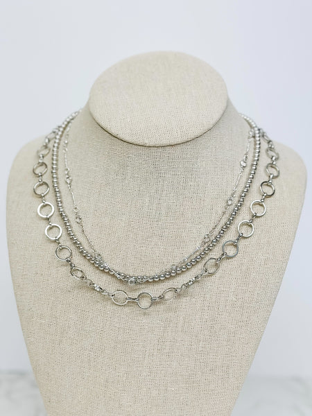 Circle Link Layered Chain Necklaces