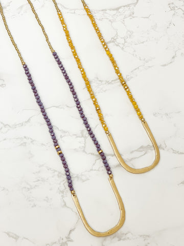 Long Beaded U Shape Pendant Necklaces