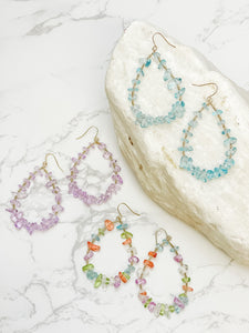 Oval Chip Beaded Earrings