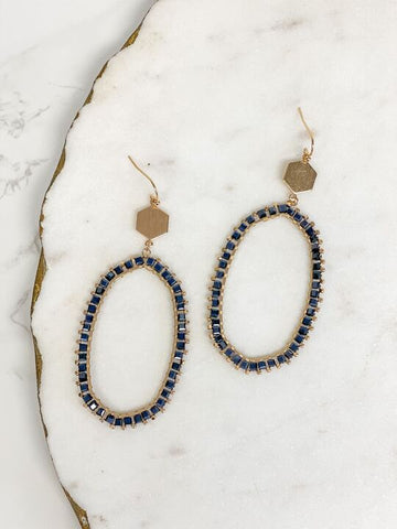 Crystal Beaded Studded Drop Earrings