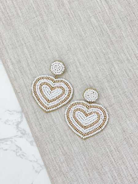 Bold Beaded Heart Dangle Earrings