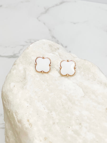 Classic Clover Enamel Stud Earrings