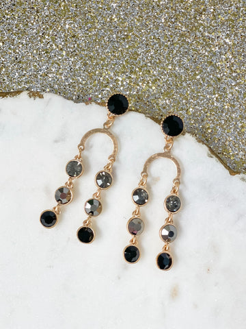 Gold & Glass Bead Arch Dangle Earrings