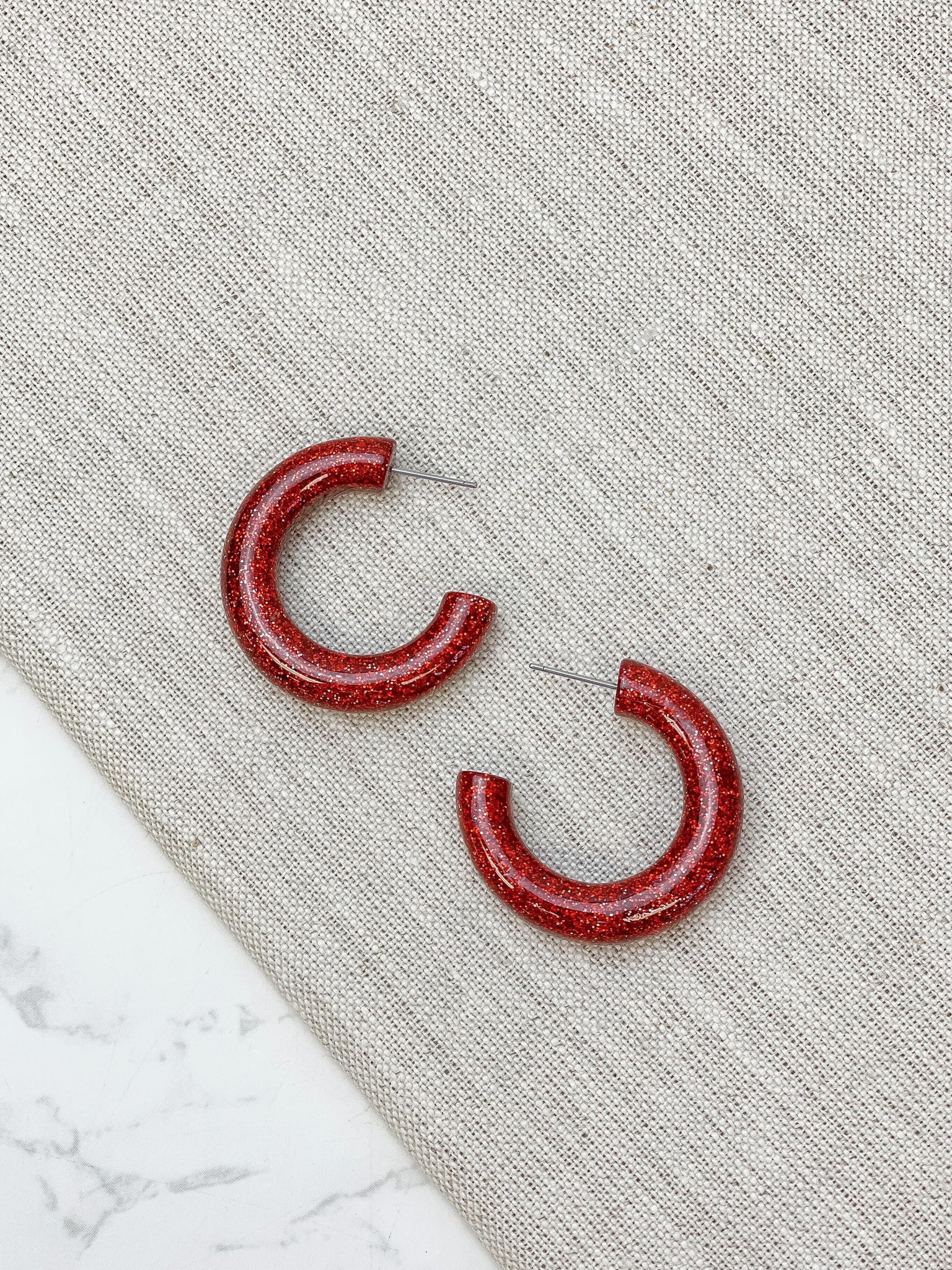 Holiday Shimmer Open Hoop Earrings