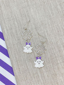 Enamel Spider Ghost Enamel Dangle Earrings