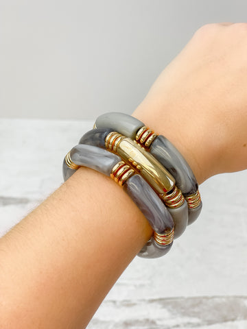 Acrylic Tube Stretch Bracelet Set of 3