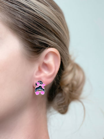 Messy Bun Enamel Stud Earrings