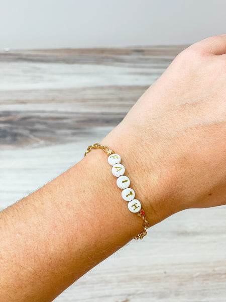 Sentiment Beaded Gold Link Toggle Bracelets