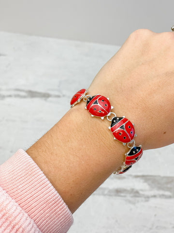 Magnetic Enamel Bracelet - Ladybug