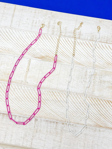 Enamel Paperclip Chain Necklaces