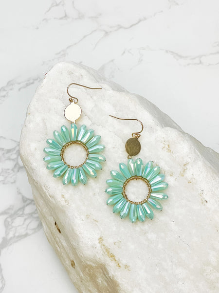 Open Circle Beaded Dangle Earrings