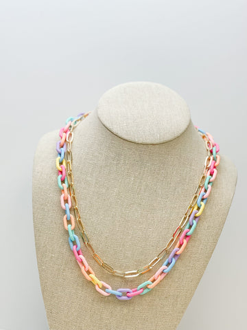 Multilayered Gold & Silicone Chain Necklaces