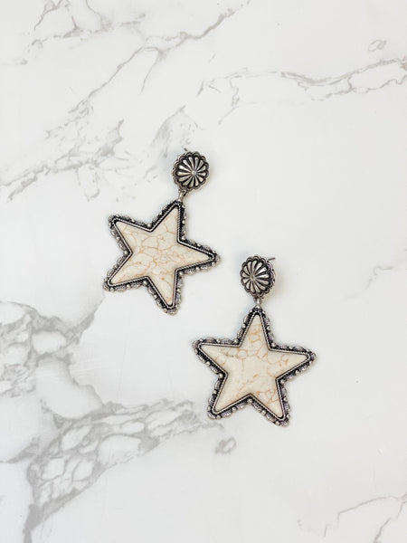 Semi Precious Star Statement Earrings