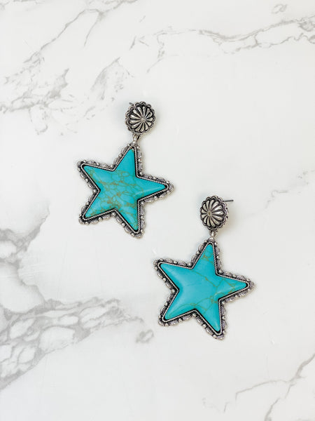 Semi Precious Star Statement Earrings