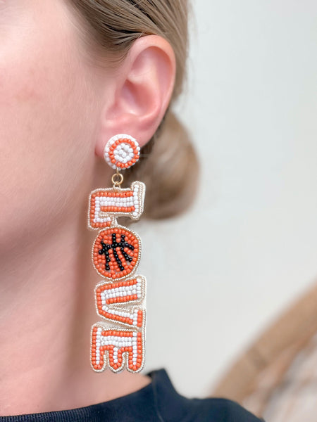 Basketball 'Love' Beaded Dangle Earrings